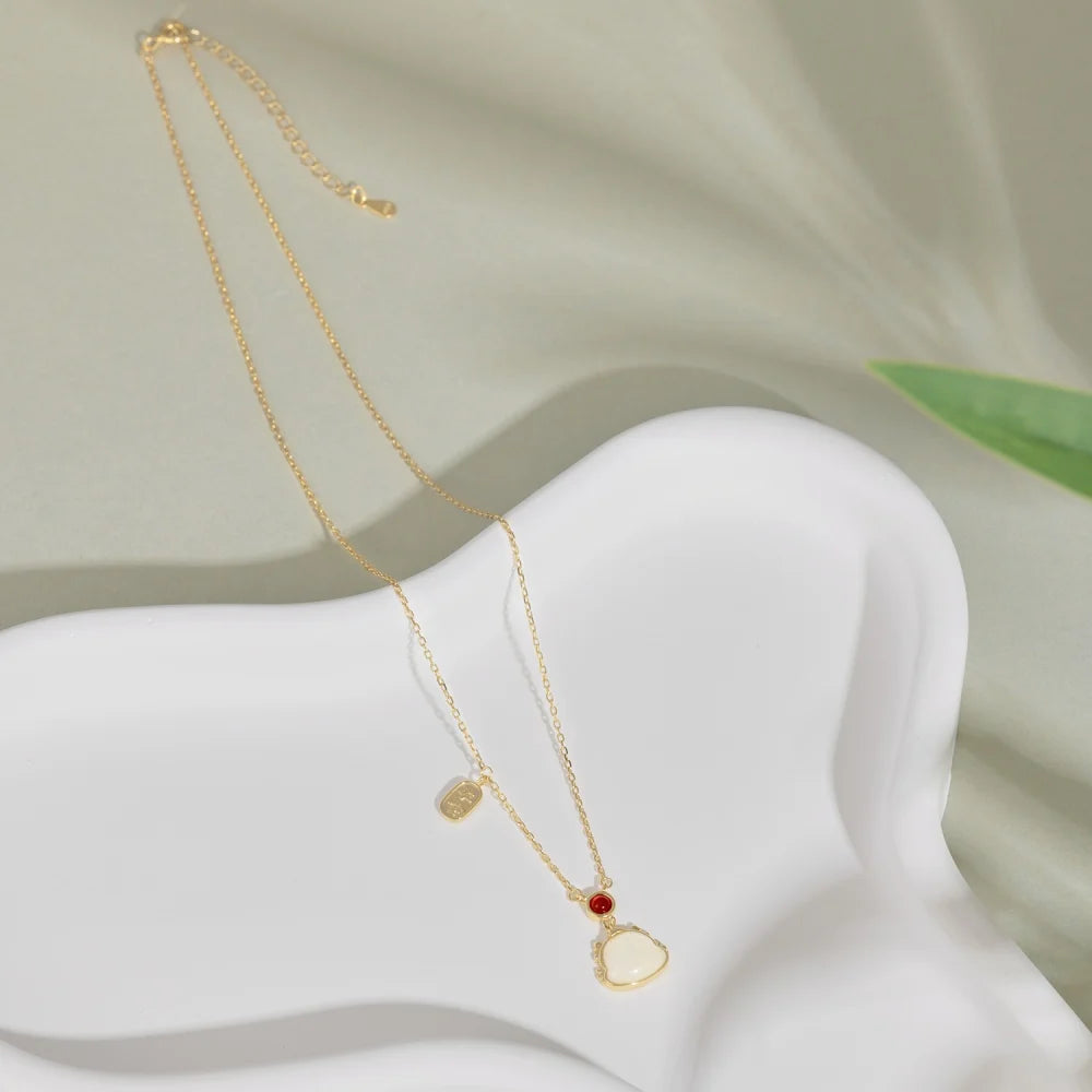 Silver Jade Dragon Pendant Necklace