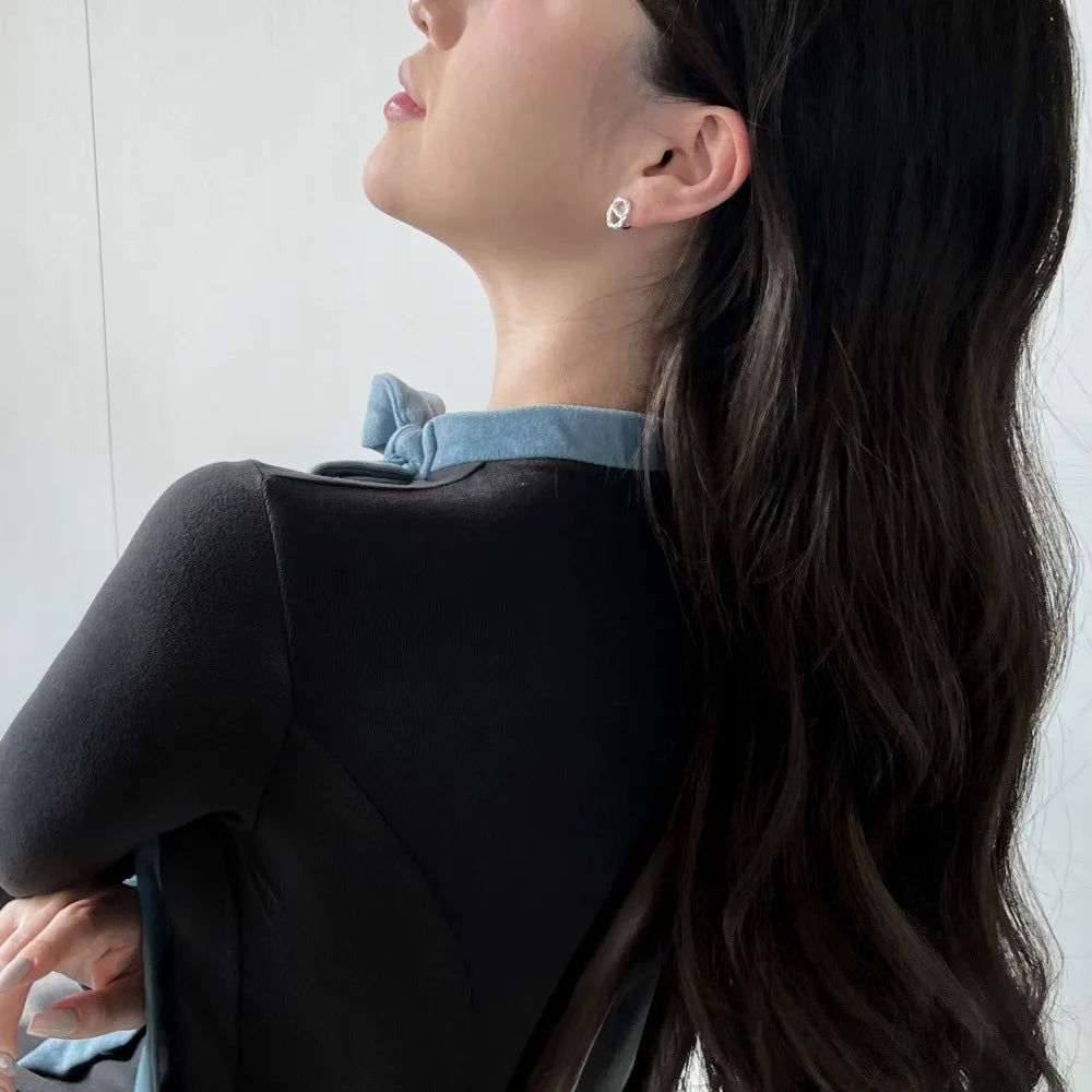 Silver Pig Nose Huggie Earrings