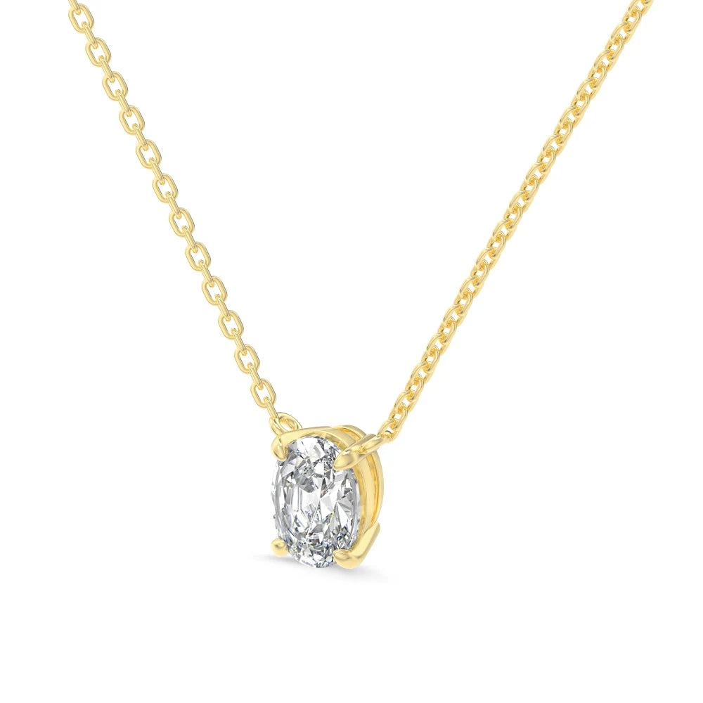Silver Zircon Oval Cut Small Single Pendant Necklace