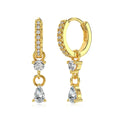 Silver Zircon Pear Cut Iced Water Drop Huggie Earrings