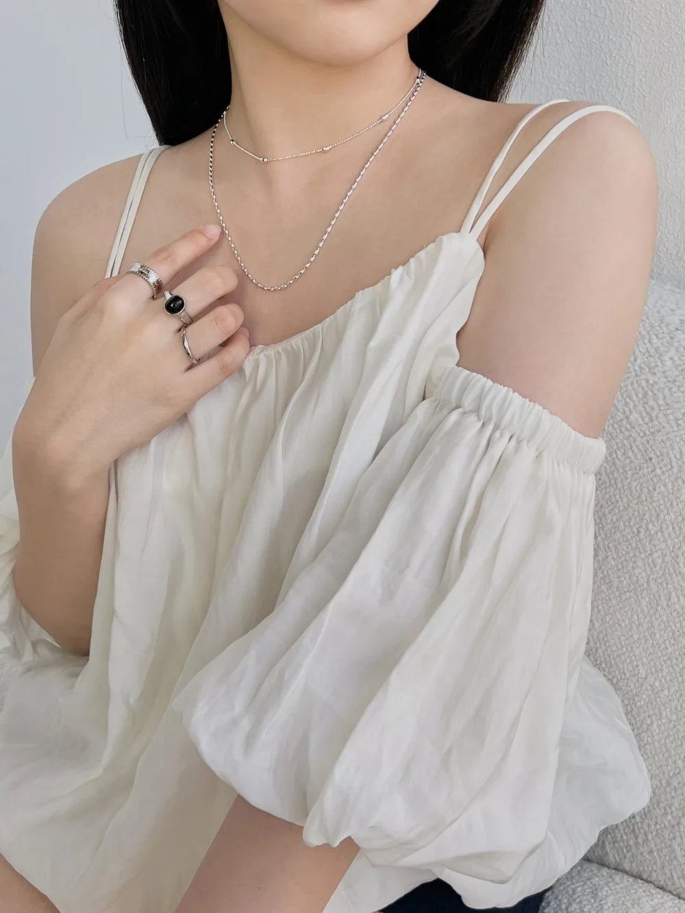 Silver Bean Beaded Necklace