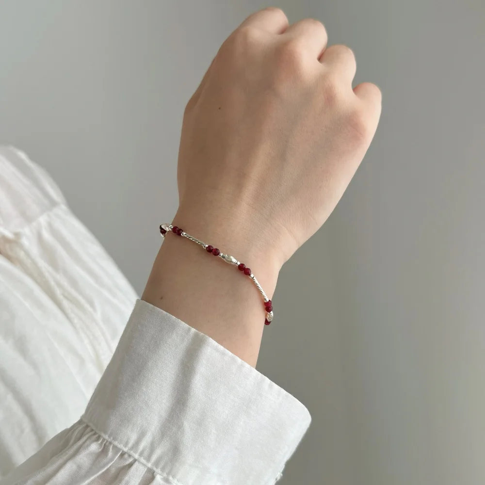 Silver Multi Shape Beaded Bracelet