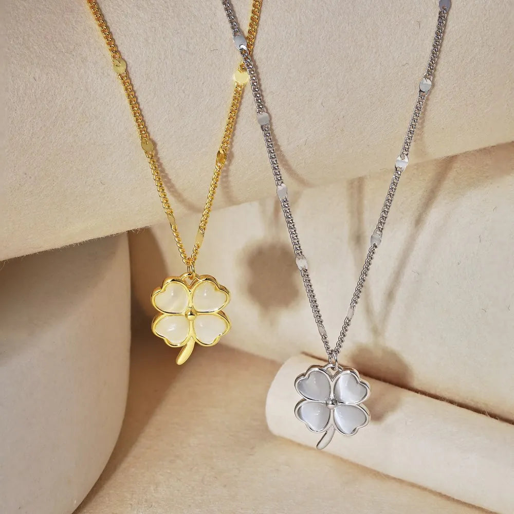 Silver 4 Leaf Clover Pendant Necklace