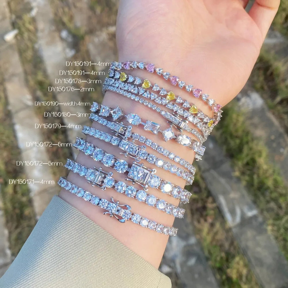 Silver Zircon Round Cut Box Tennis Bracelet