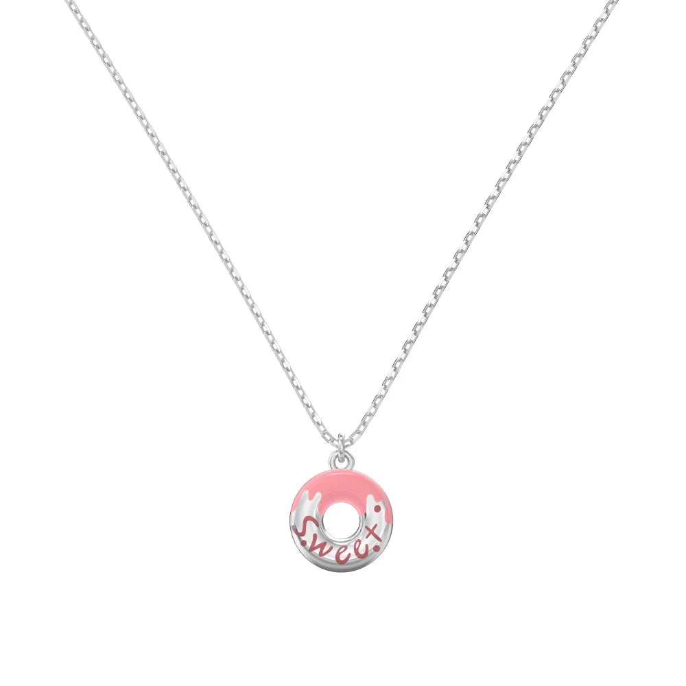 Silver Donut Pendant Necklace
