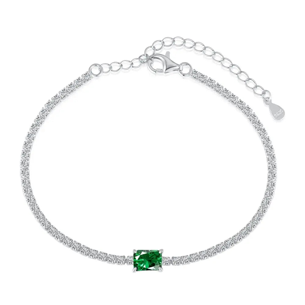 Silver Zircon Radiant Cut Inlaid Tennis Bracelet