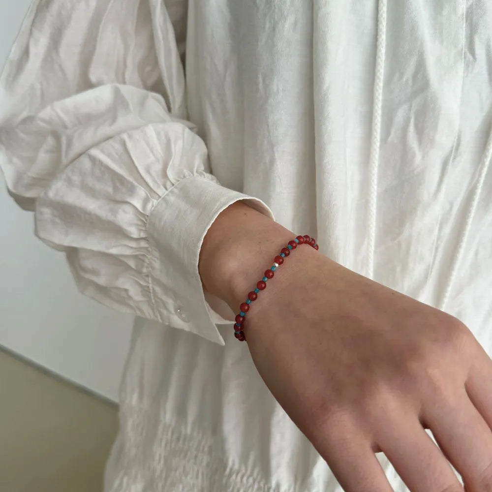 Silver Agate Round Cut Multi Shape Beaded Bracelet