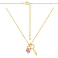 Silver Zircon Heart Cut Love Key Pendant Necklace