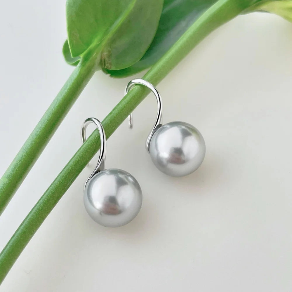 Silver Pearl Single Hook Drop Earrings