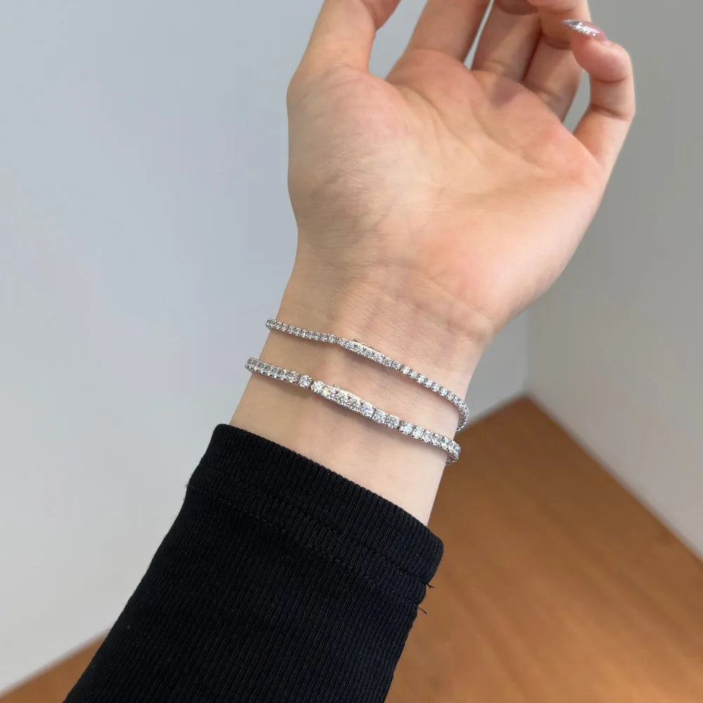 Silver Zircon Round Cut Cubic Tennis Bracelet