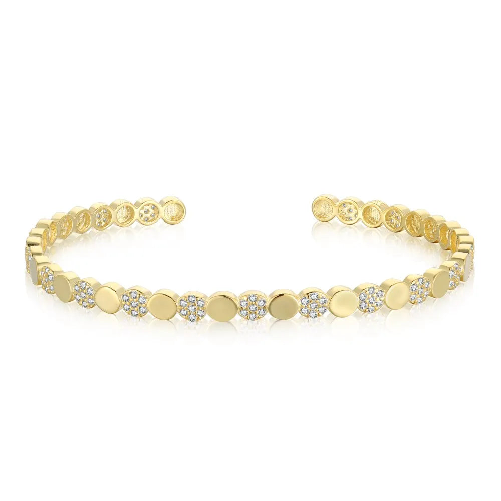 Silver Zircon Round Cut Inlaid Bangle Bracelet