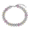 Silver Zircon Tapered Baguette Cut Leaf Tennis Bracelet
