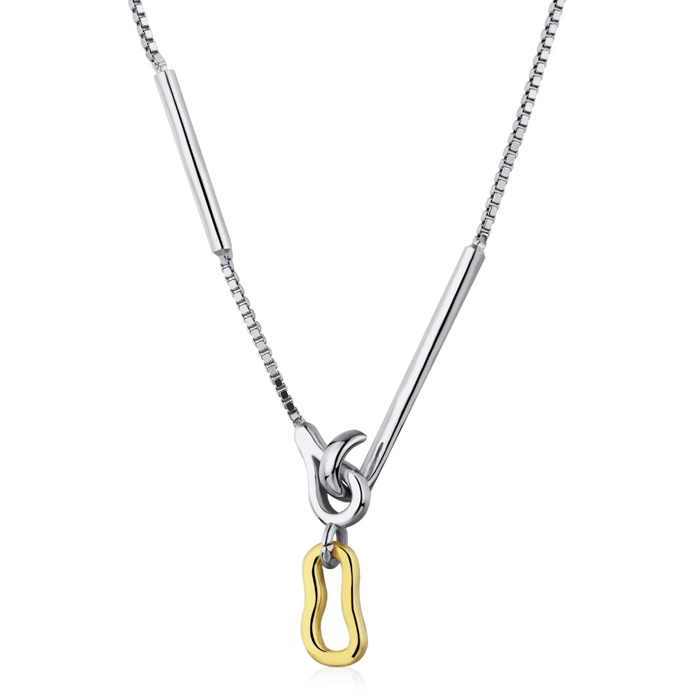 Silver Hook Clasp Pendant Necklace