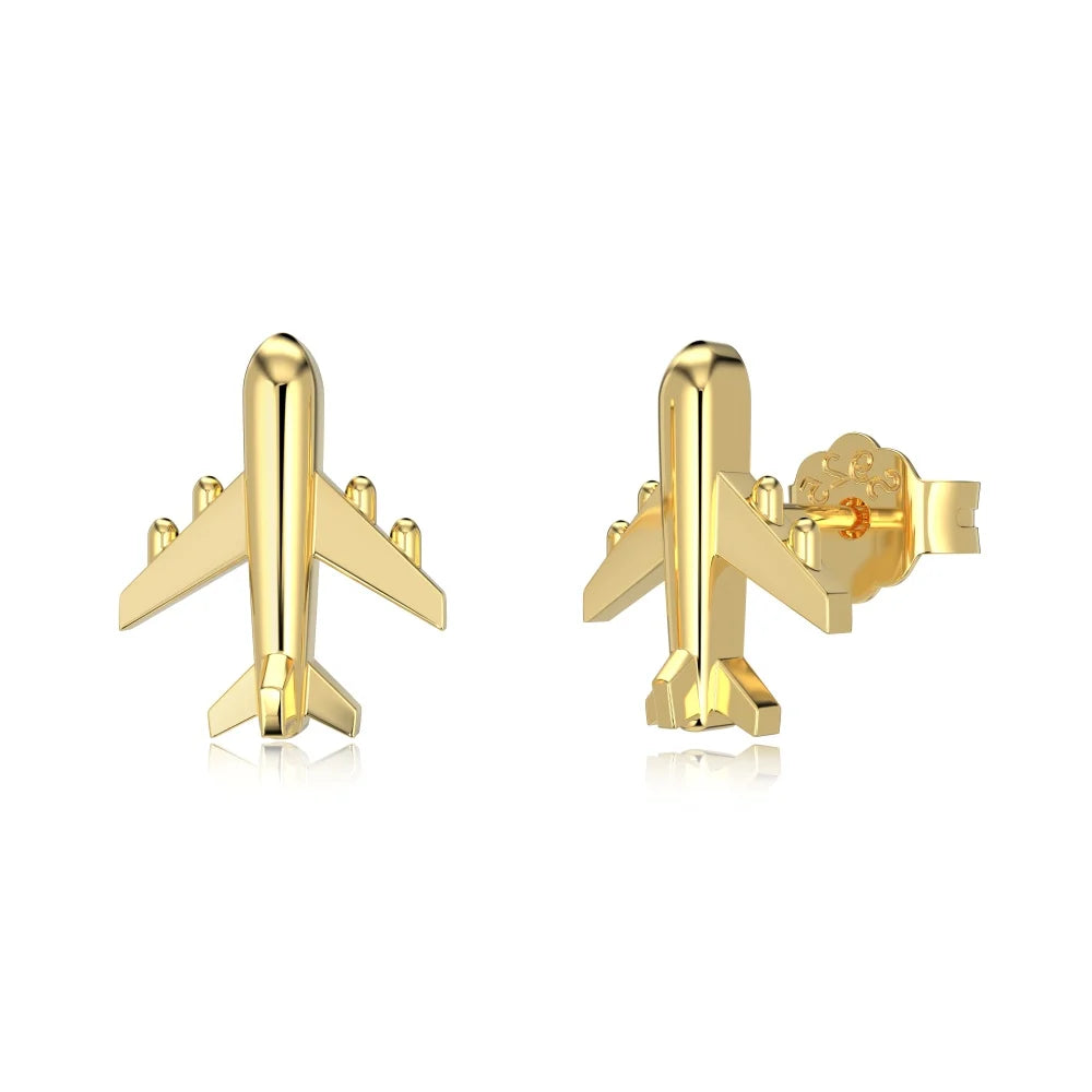 Silver Plane Ear Studs