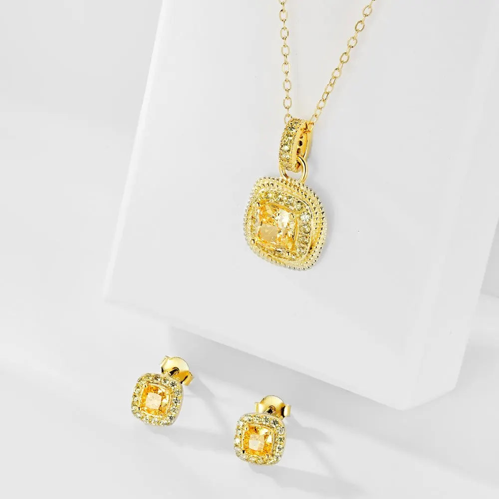 Silver Zircon Cushion Square Cut Pillow Ear Studs