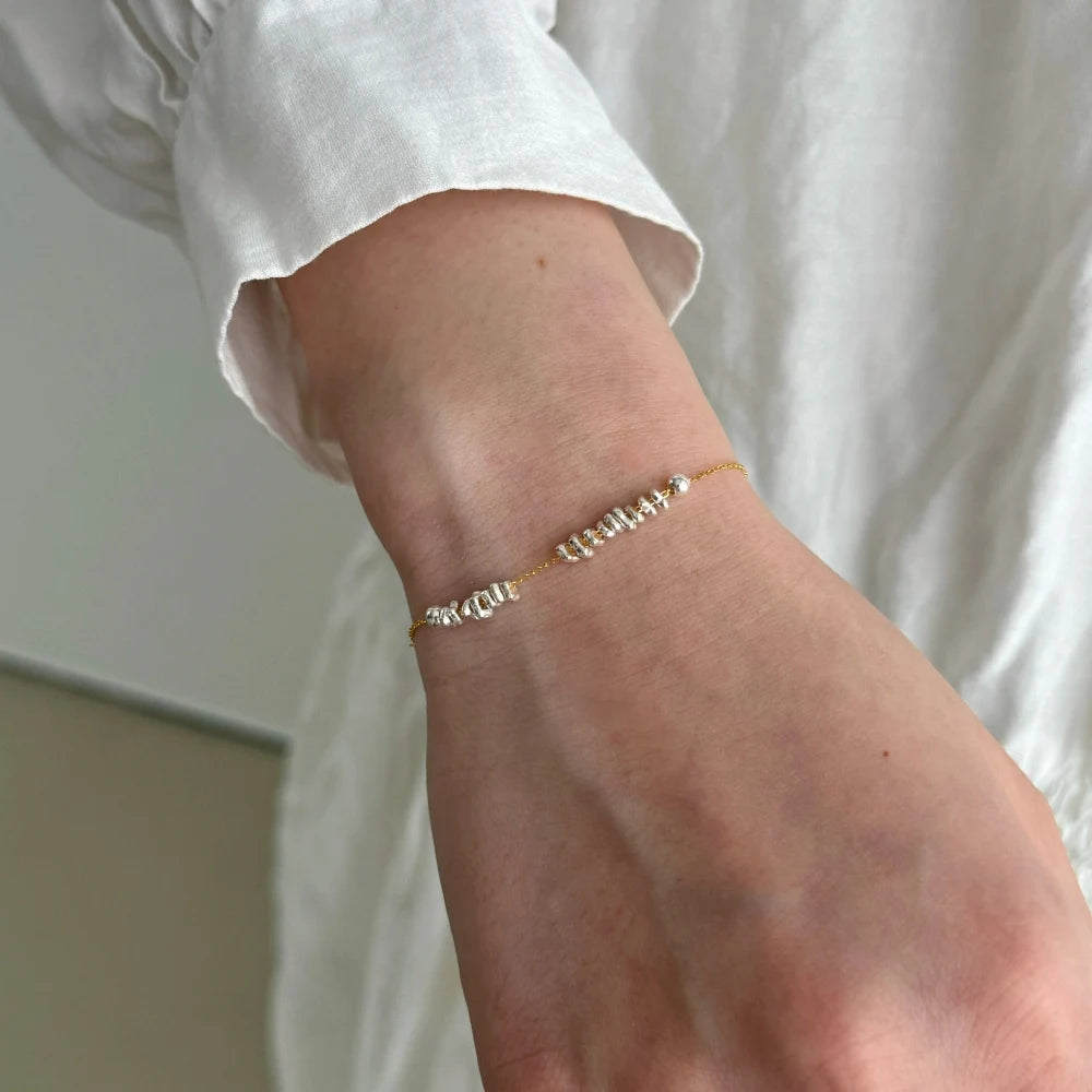 Silver Mesh Beaded Bracelet