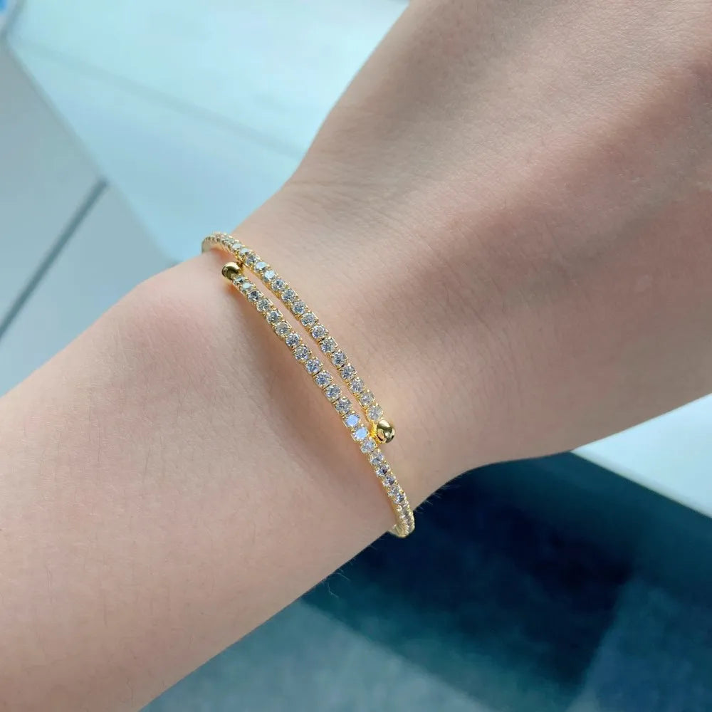 Silver Zircon Round Cut Squared Tennis Bracelet