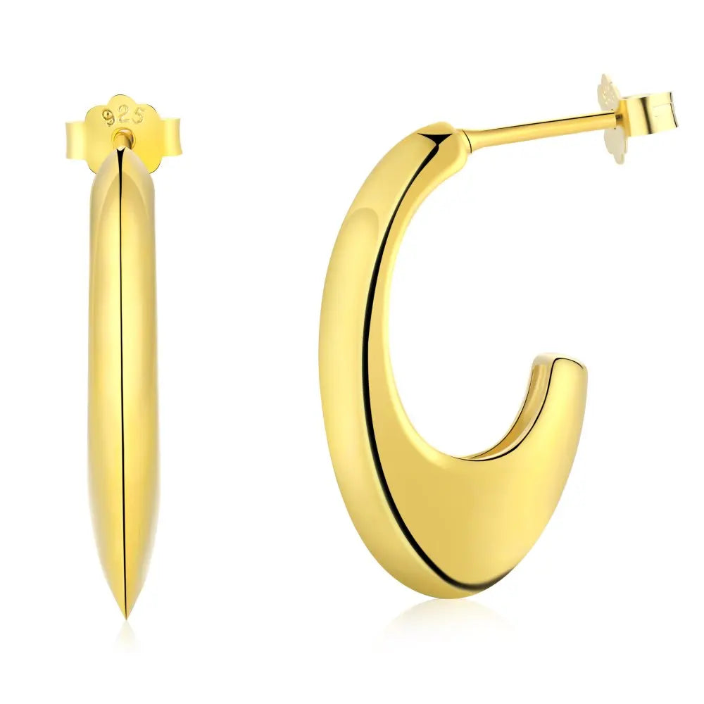 Silver Half Moon Ear Hoops