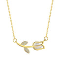 Silver Zircon Round Cut Flower Bar Necklace