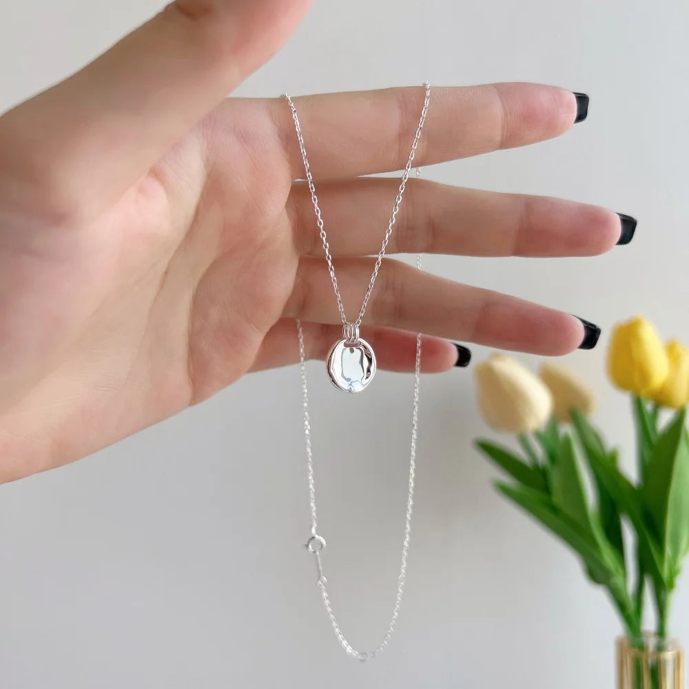 Silver Disc Pendant Necklace