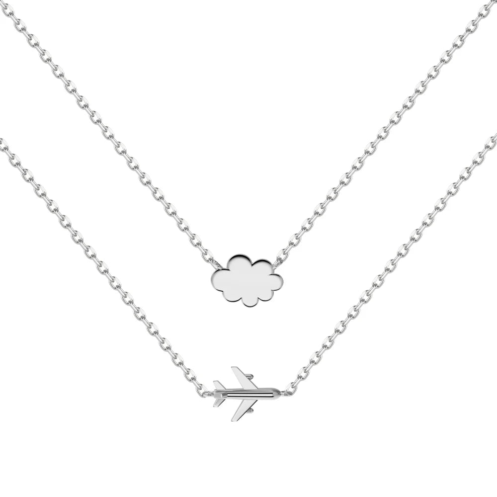 Silver Plane Pendant Necklace