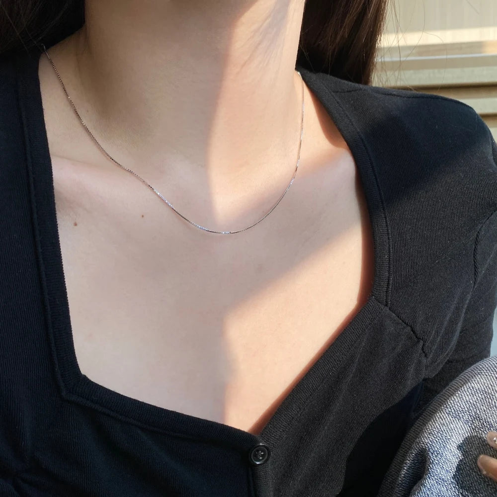 Silver Box Squared Link Chain Necklace