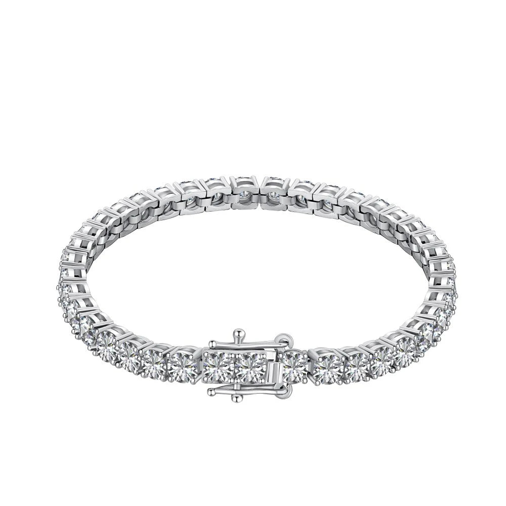 Silver Zircon Round Cut Box Tennis Bracelet