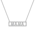 Silver Zircon Round Cut Inlaid Mama Bar Necklace