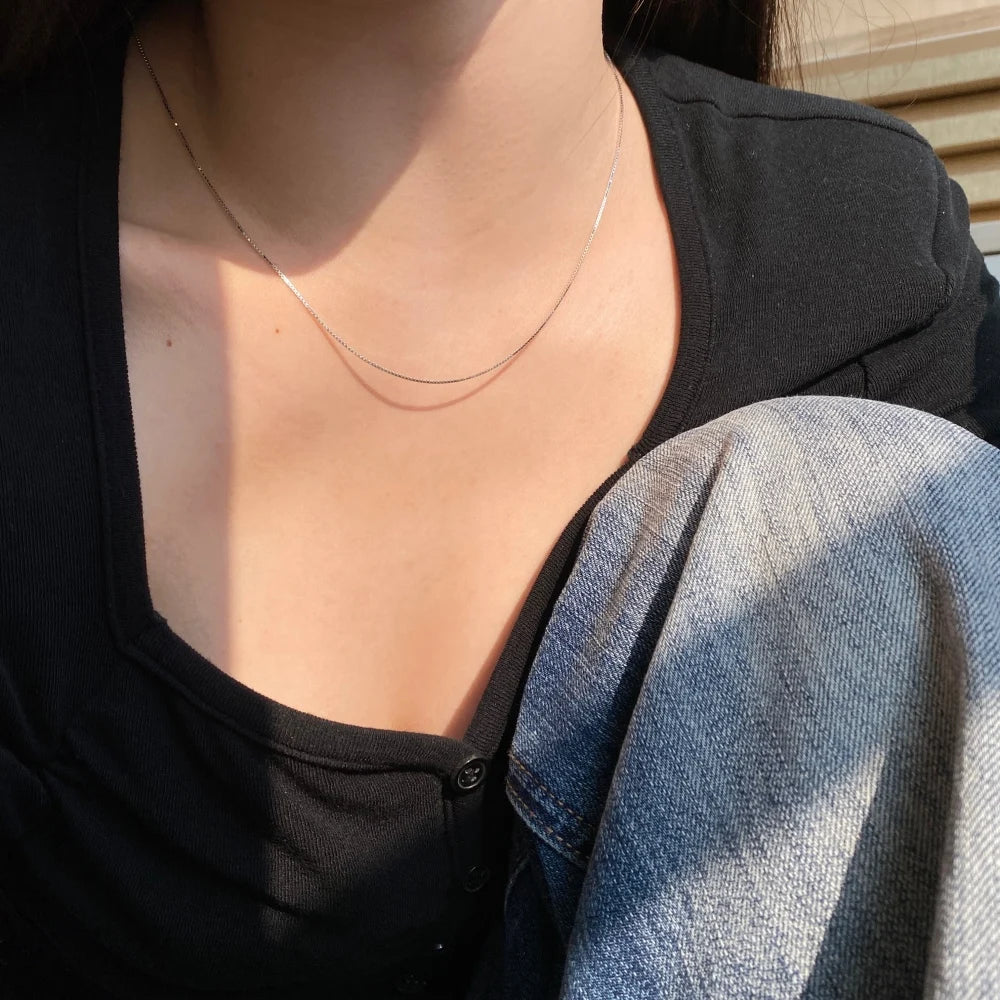 Silver Box Squared Link Chain Necklace