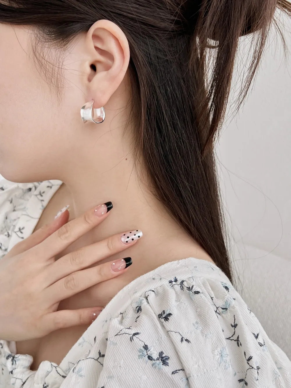 Silver Chunky Tube Ear Hoops