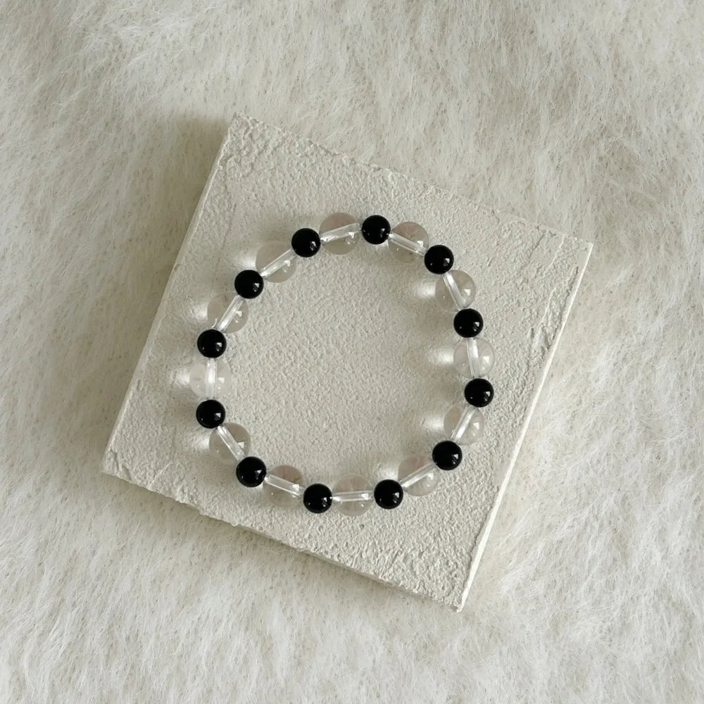 Crystal Onyx Round Cut Multi Shape Beaded Bracelet