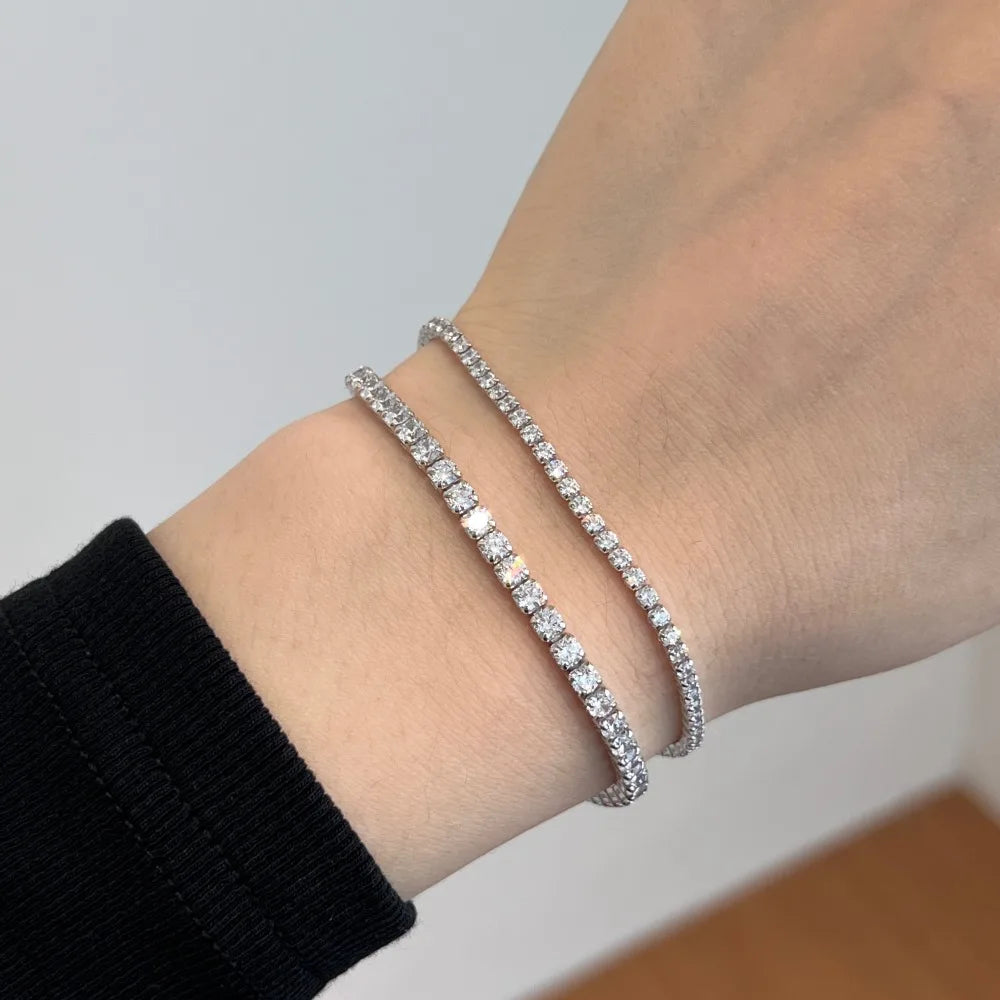 Silver Zircon Round Cut Cubic Tennis Bracelet