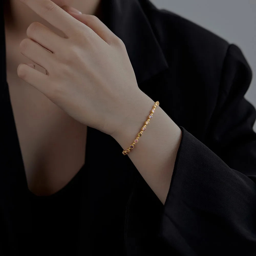 Silver Zircon Round Cut Circle Tennis Bracelet