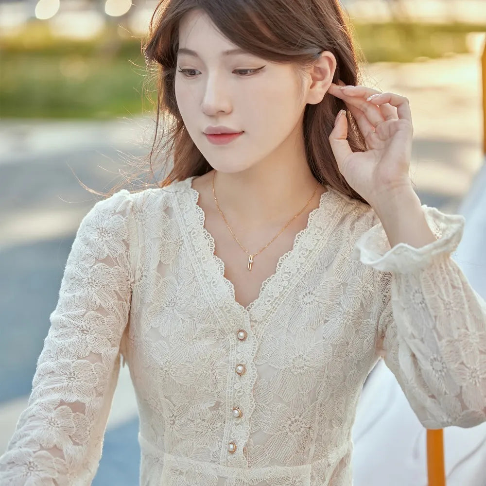 Silver Pearl Double Layer Bar Pendant Necklace