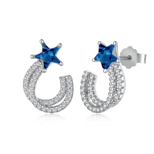 Silver Zircon Star Cut Iced Twisted Ear Studs