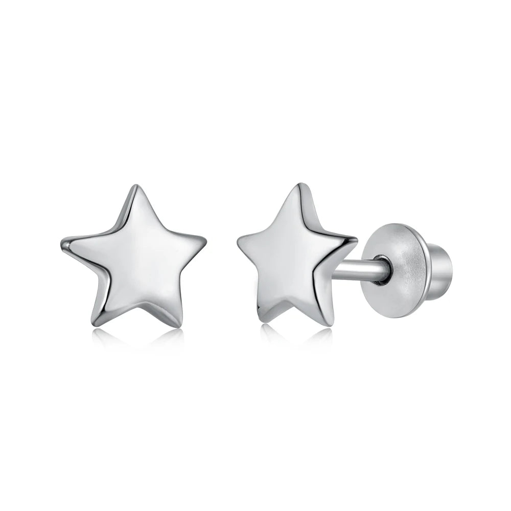 Silver Star Ear Studs