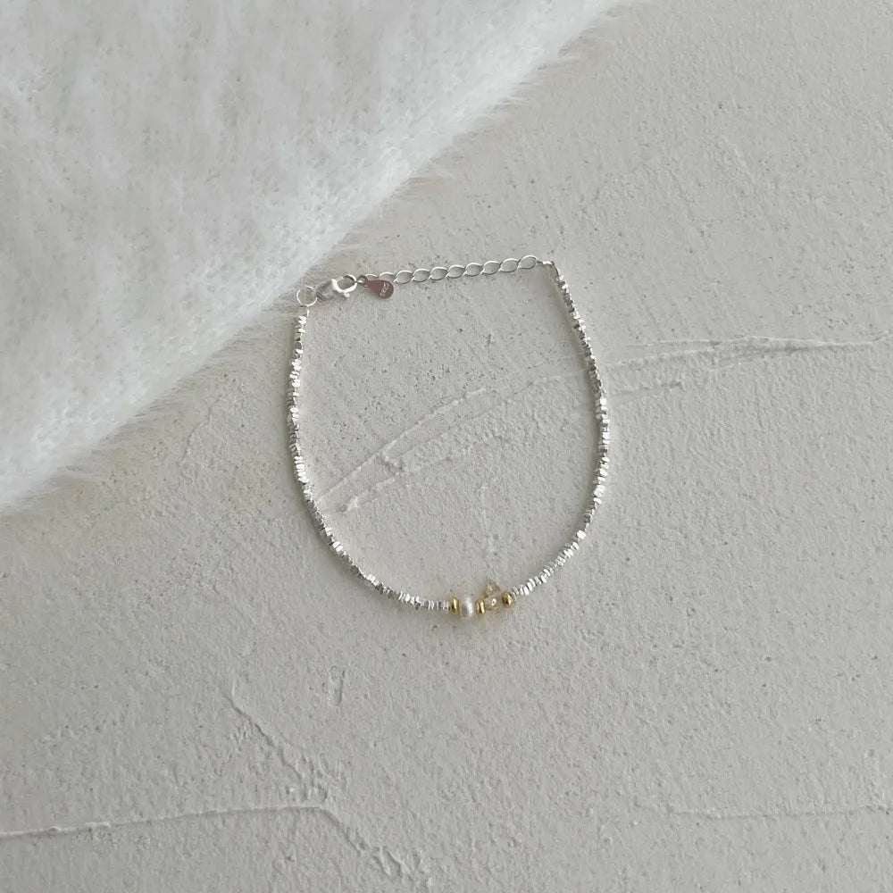 Silver Pearl Multi Shape Beaded Bracelet