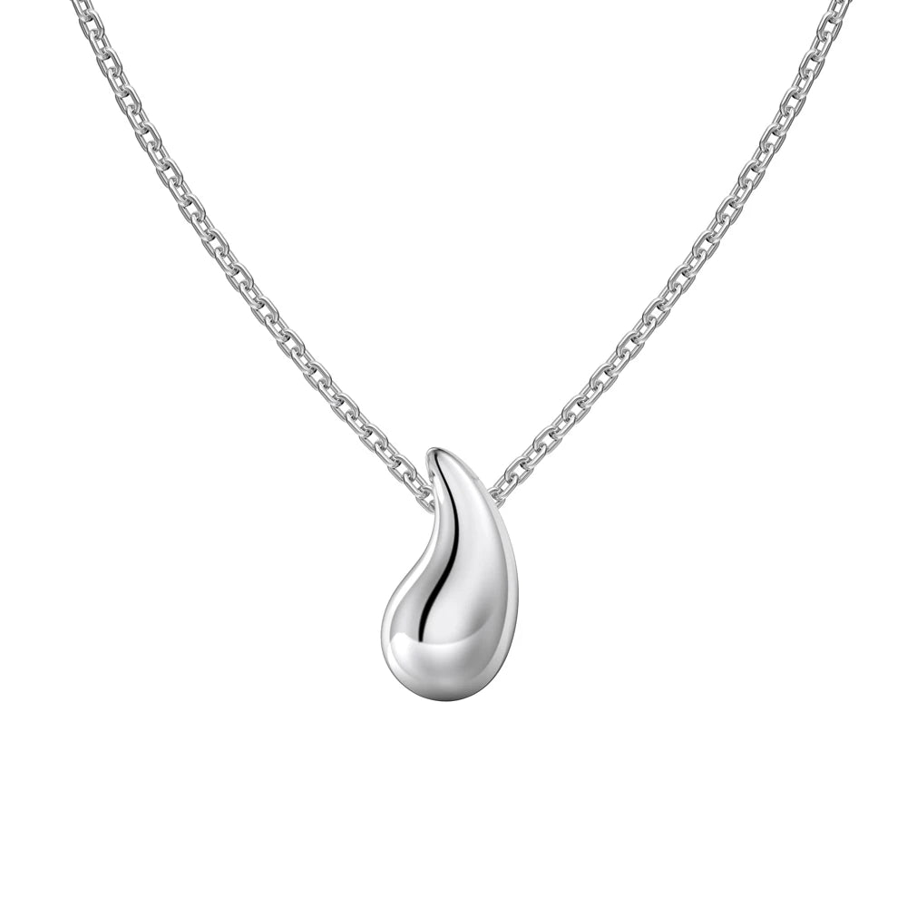 Silver Water Drop Pendant Necklace
