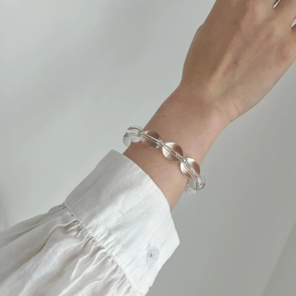 Silver Crystal Oval Cut Oval Beaded Bracelet
