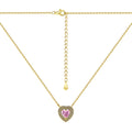 Silver Zircon Heart Cut Iced Halo Pendant Necklace