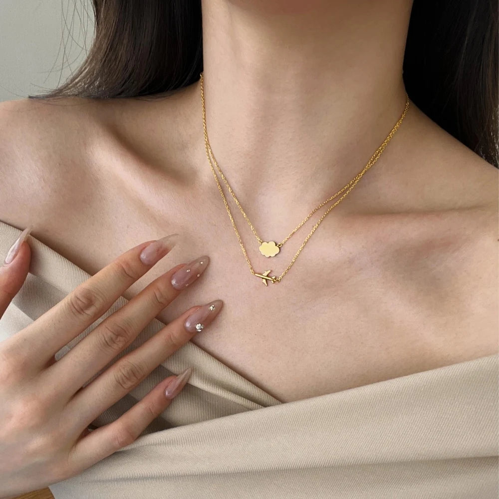 Silver Plane Pendant Necklace