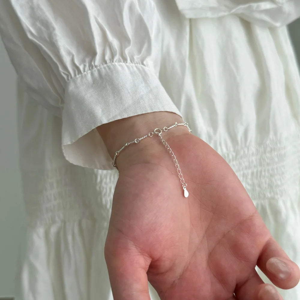 Silver Charm Beaded Bracelet