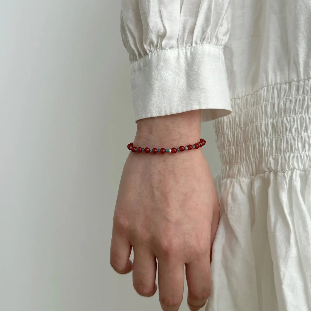 Silver Agate Round Cut Multi Shape Beaded Bracelet