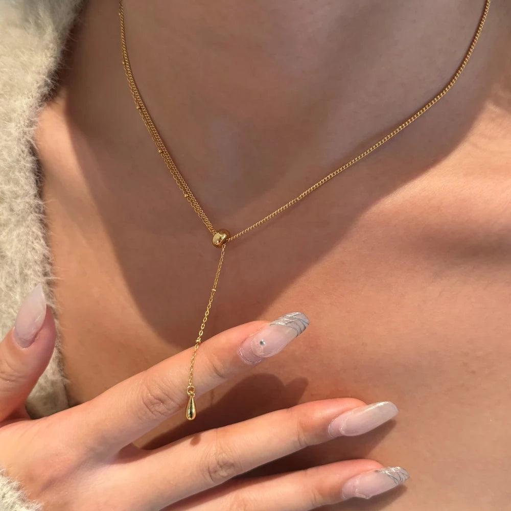 Silver Tassel Water Drop Pendant Necklace