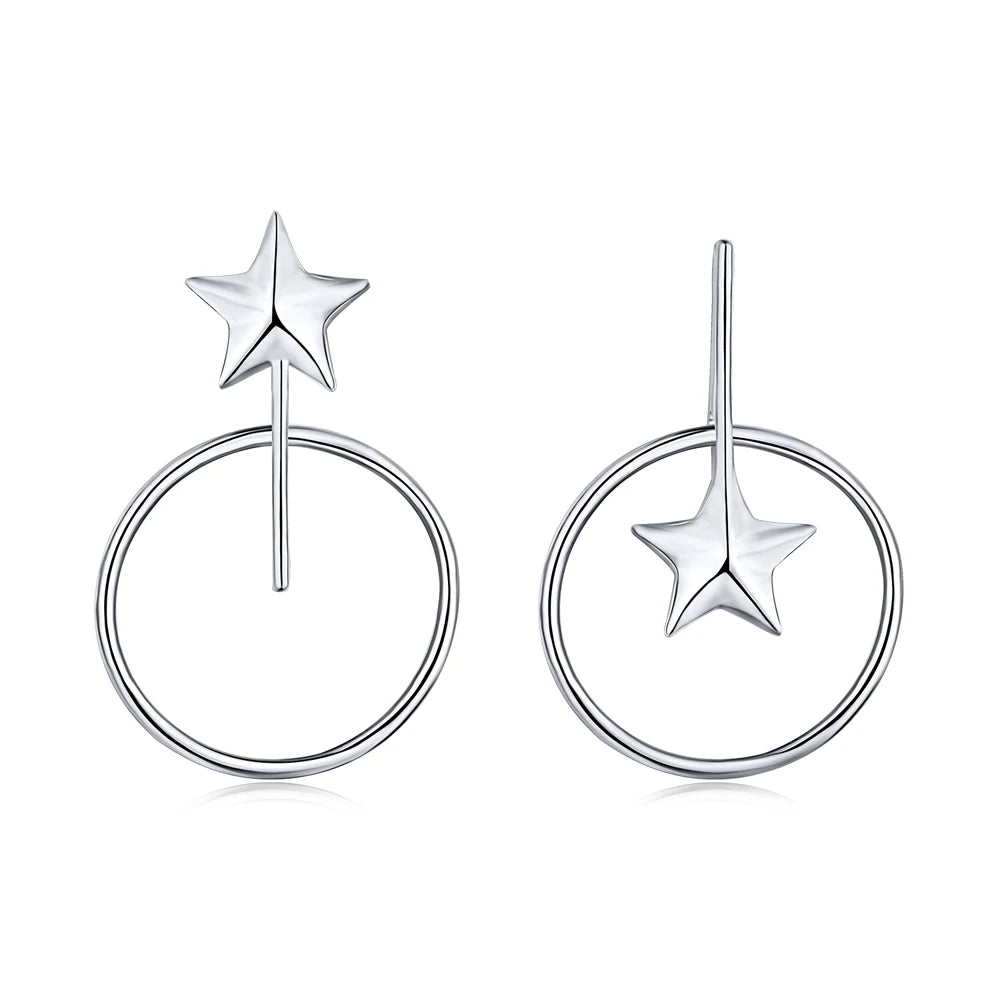 Silver Star Hoop Ear Studs