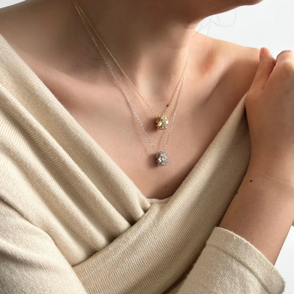 Silver Zircon Baguette Cut Twisted Cylinder Pendant Necklace