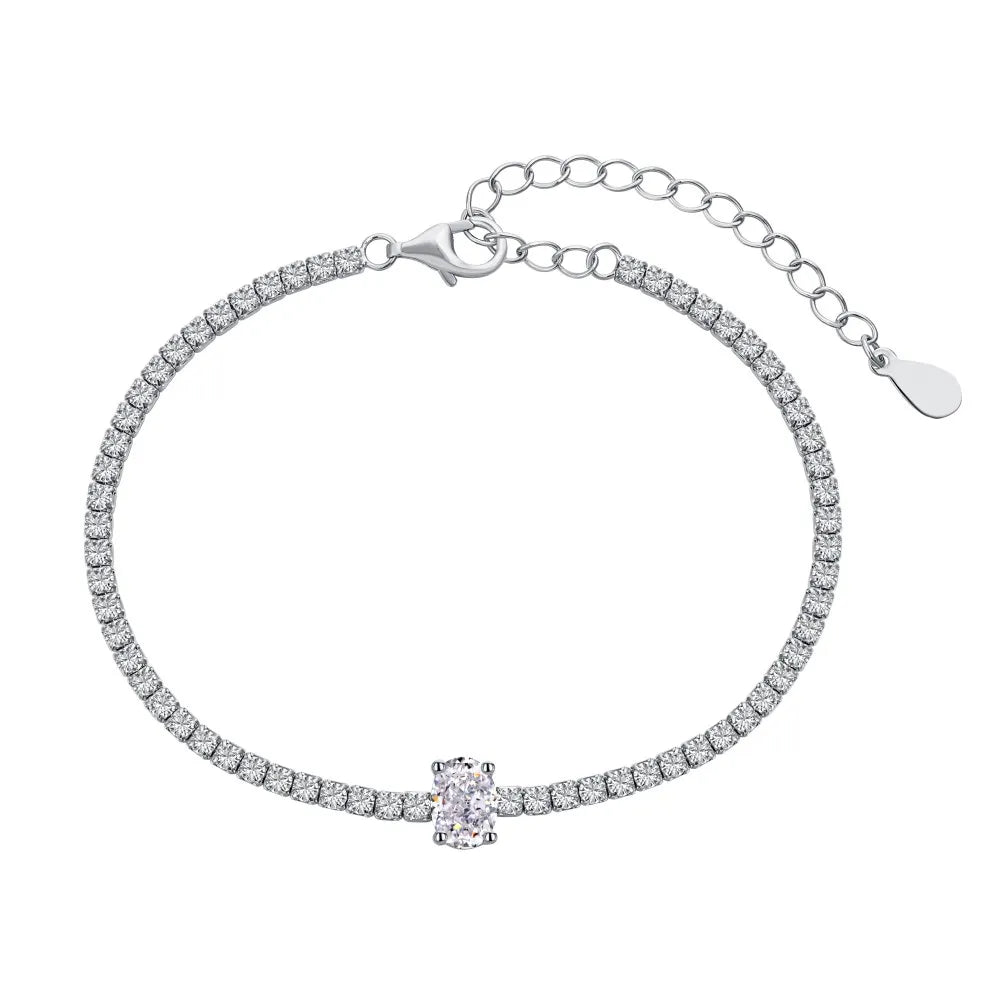 Silver Zircon Oval Cut Classic Tennis Bracelet