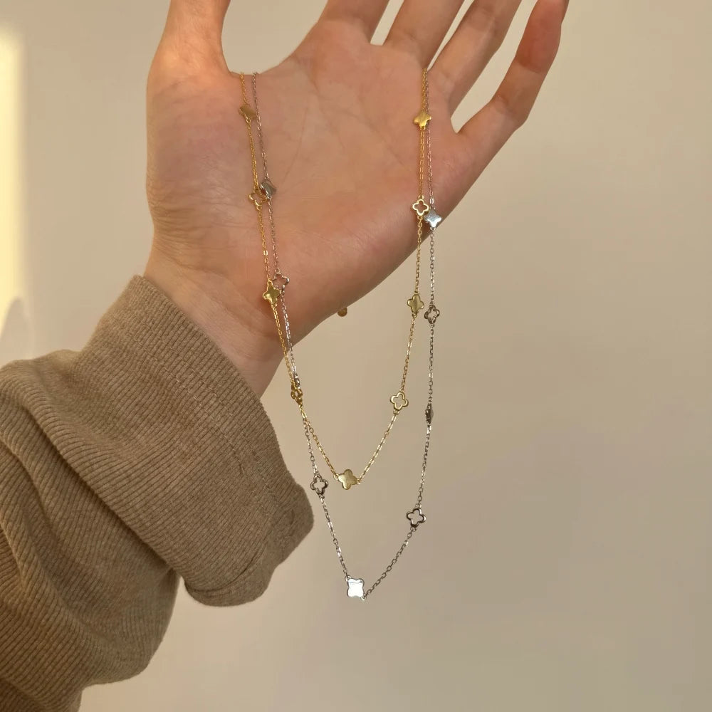 Silver Clover Chain Necklace