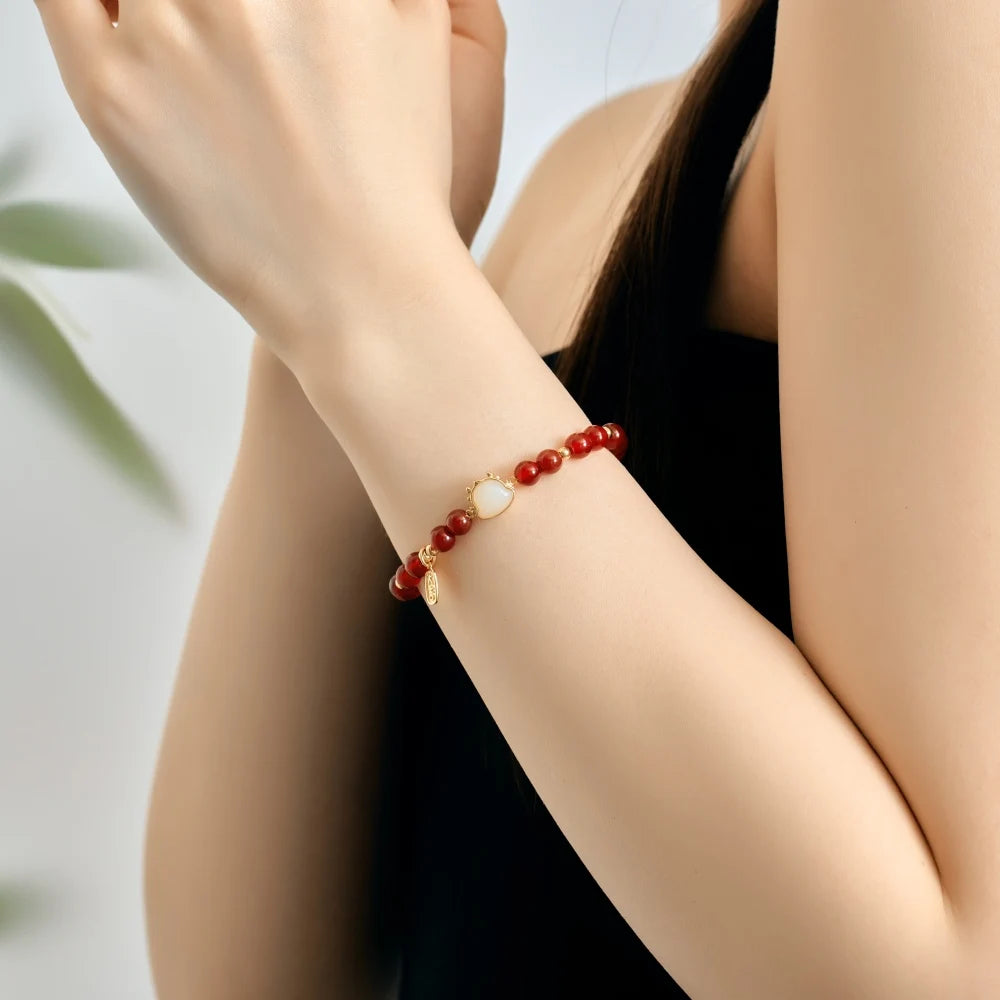 Silver Agate Round Cut Layered Bangles Beaded Bracelet