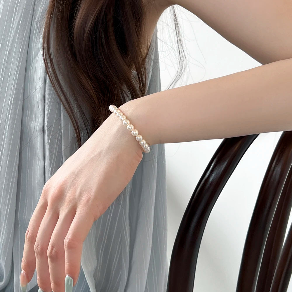 Silver Pearl Classic Beaded Bracelet